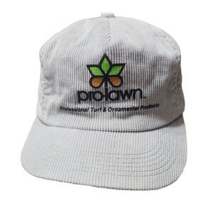 Vintage Pro-Lawn Corduroy Snapback Hat Gray Professional Turf Workwear Cap